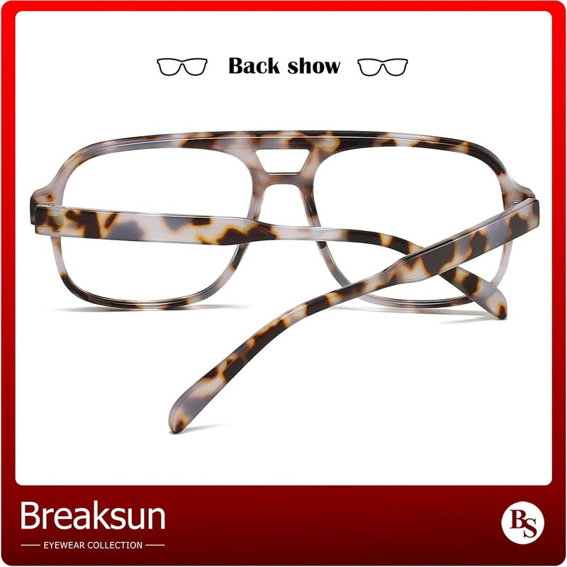 Breaksun Oversized Square Aviator Glasses for Women Men Big Frame Retro Blue Light Blocking Glasses Vintage Style - Image 5